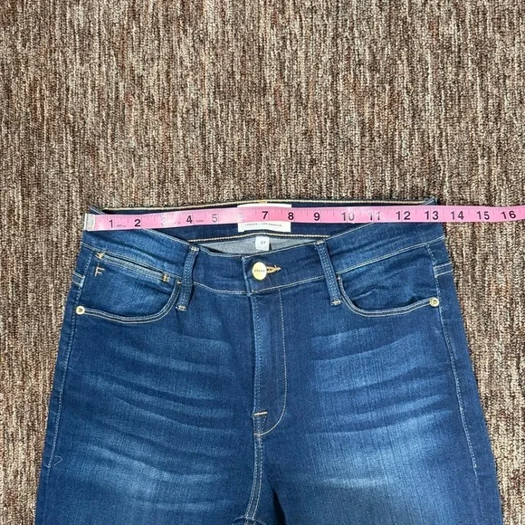 NWOT Frame Denim Le High Skinny Stagger Raw Hem Jeans Cropped Medium Wash 27 - Picture 7 of 10